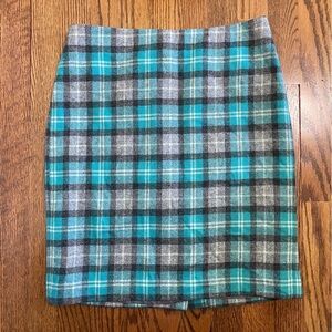 Talbots Aqua Gray Mid Length Wool Blend Lined Skirt Size 4